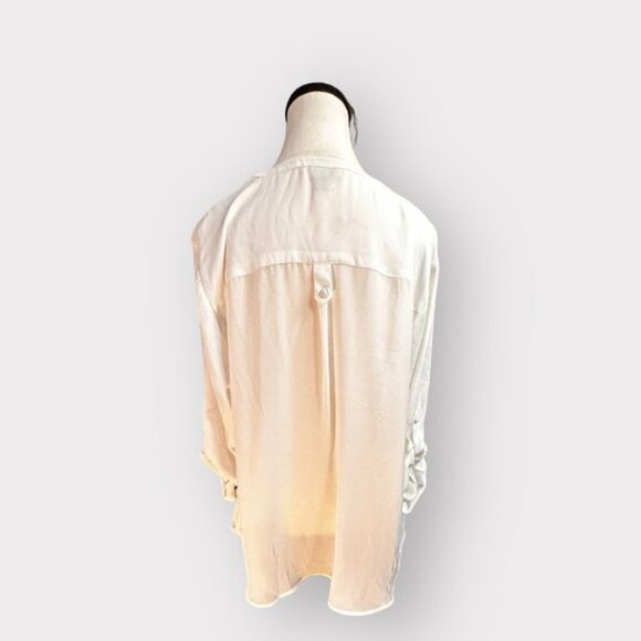 Women’s Torrid 1 Harper White Georgette Pullover 3/4 Sleeve Blouse 1X 1XL - Picture 9 of 12